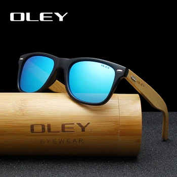 OLEY Prekės Bambuko Kojos Poliarizuoti Akiniai nuo saulės vyrams Klasikiniai Aikštė akiniai Mados Retro Moterų saulės akiniai Pritaikoma logotipas YZ2140