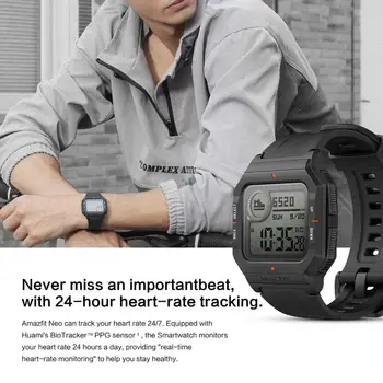 Pasaulinė Versija Amazfit Neo Smartwatch 28 Dienų Baterija Retro Dizainas 5ATM 3 Sporto Rūšių Širdies ritmo Takelio Miego Stebėti