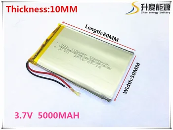 Planšetinio kompiuterio baterija 3.7 V 5000mAH 105080 Polimeras ličio jonų / Li-ion baterija tablet pc baterijos