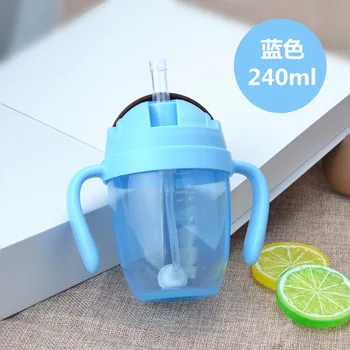 Platus burnos plastikinis buteliukas kūdikiams mokymosi gėrimų taurės, vaikų PP vandens puodelis su šiaudų mokymo taurė