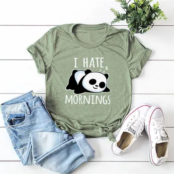Plius Dydis S-5XL Mielas Panda Print T-Shirt Moterims Marškinėliai Medvilnė, Moterų Marškiniai, O ant Kaklo trumpomis Rankovėmis Tees Vasaros TShirts Moteris