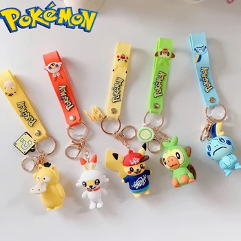 Pokemon Veiksmų Skaičius, Pikachu Keychain paketų prižiūrėtojų raktinę PVC TOMY Psyduck Pav. Pakabukas Animacinių filmų Mielas Modelis Lėlės Kawaii Vaikams, Žaislų, Dovanų