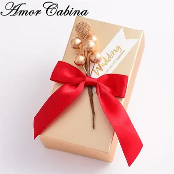 Prabangus Aukso Vestuvių saldainių dėžutė kūrybos kriaušių, gėlių, vestuvių saldžiųjų dovanų maišelis išskirtinį saldainių dėžutė su kaspinais šalies naudai prekes