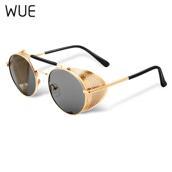 Prekės dizaino retro turas metalo akiniai nuo saulės steampunk vyriški ir moteriški akinių mados anti-UV akiniai nuo saulės