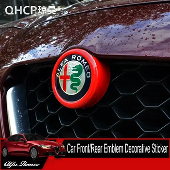 QHCP ABS Automobilių Priekiniai/Galiniai Emblema, Dekoratyvinis Rėmelis Lipdukas Anglies Pluošto Stiliaus Juoda Automobilių Stilius Tinka Alfa Romeo Giulia Stelvio
