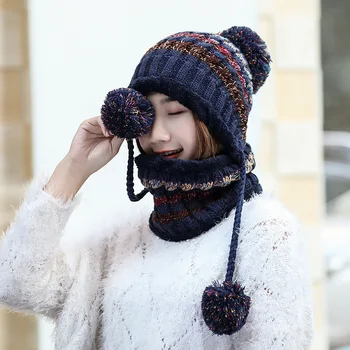 Seioum Žiemos Moterų Megzti Skrybėlę ir Skara 2vnt Mados Vilnos Sustorėjimas Skrybėlę Antkakliai Moterų Šiltas Skrybėlę, Šaliką Nustatyti, Sniego Kepurės
