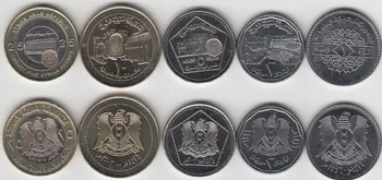 Sirija 5 monetų rinkinys, visiškai nauja, Autentiškas, Originalus, Monetų Kolekcionieriams UNC