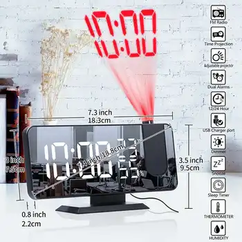 Skaitmeninio formato Laikrodis-Žadintuvas su FM Radijo Smart Home Miegamojo Lovos Laikrodis Projektorius LED Elektroniniai Darbalaukio žadintuvai