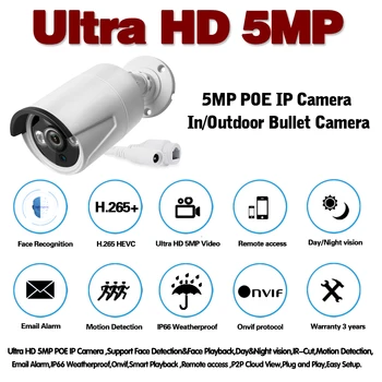 Sony IMX335 Home Security Ip Kamera Lauko Vandeniui Kulka PC Kameros su POE Gsm Vaizdo Kamera, infraraudonųjų SPINDULIŲ Naktinio Matymo Onvif 5mp Xmeye