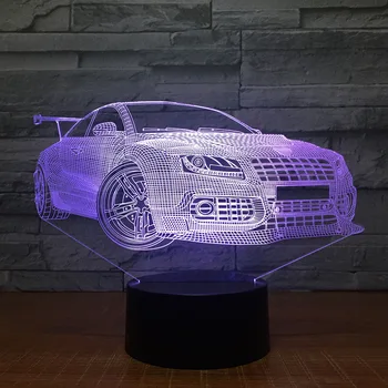 Sporto Lenktynių Automobilių 3D USB LED Nakties Šviesa 7 Spalvų Iliuzija Lempos Paliesti ar Nuotolinio Valdymo Vaikai Miegamojo Lempa visame Pasaulyje Lašas Laivas