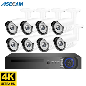 Super 4K 8MP H. 265 POE NVR Rinkinys, CCTV Apsaugos Sistema, Lauko HD IP vaizdo Kamera P2P 8ch Filmuoti Priežiūros Rinkinys