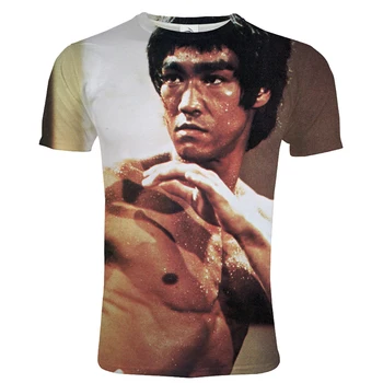 Super Žvaigždė Bruce Lee 3D Atspausdintas T-shirt Kinijos Kung Fu Vyrų, Moterų Atsitiktinis Streetwear O-Kaklo trumpomis Rankovėmis Marškinėlius Mados Marškinėliai Viršų
