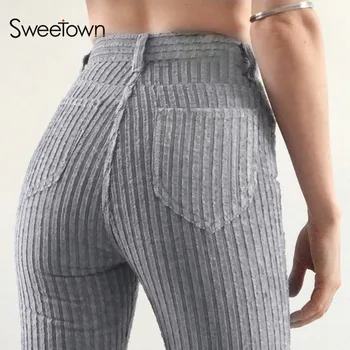 Sweetown Rožinė Mielas Velvetas Y2K Poilsiu Moterų Krovinių Kelnės Sweety Merginos 90s Streetwear Estetinės Pieštuku Kelnės Moteriška Sweatpant