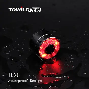 Towild TL01 Dviračių užpakalinis žibintas USB įkrovimo jojimo saugos naktį jojimo įspėjimo kelių kalnų dviračių užpakalinis žibintas priedai