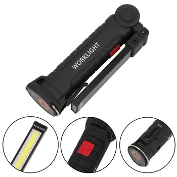 USB Įkrovimo Nešiojamų 5Mode COB Žibintuvėlis LED Žibintuvėlis Darbą Šviesos Magnetinis COB Lanterna Palapinės Kabo Lempa, Built-in Baterijos