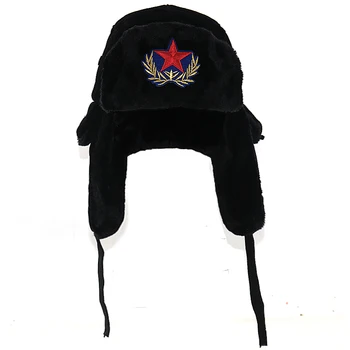Vaikai žiemą kepurės SSRS Rusija red star siuvinėjimo šiltas bombonešis skrybėlę dangtelis su storesnis kailis viduje ausies saugomų berniukas mergaičių kepurės