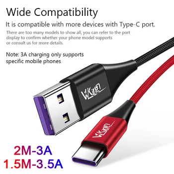 VVKing USB spartusis įkrovimas C Tipo Kabelis QC3.0 3A Krovimo 1,5 M 2M Samsung 