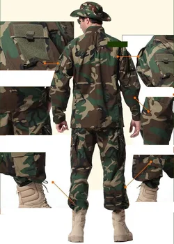 Vyrai Karinę Uniformą Taktiniai Drabužiai, Marškinėliai Kovoti su Kamufliažas Armijos Militar Kareivis Specialiųjų Pajėgų Apsiaustą+Ziajać Rinkinys Maxi XS-2XL