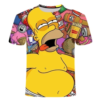 Vyrai T-Shirt Juokinga Homer Simpson Ir jo Sūnus 3D Atspausdintas Šortai Rankovėmis T-shirt Mados Atsitiktinis Viršūnes & Tees Prekės Unisex Drabužiai