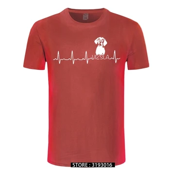 Vyrai Širdies Vižlas T-Shirt Juokingi Marškinėliai Šunų Mylėtojas Derliaus Crewneck trumpomis Rankovėmis Viršūnes Medvilnės Tees Marškinėliai