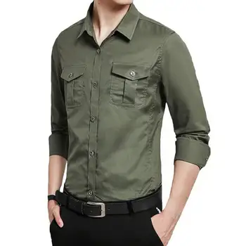Vyriški Atsitiktinis ilgomis Rankovėmis Multi Pocket Marškinėlius Armijos Karinis Stilius Krovinių Taktinis Darbo Suknelė Marškinėliai