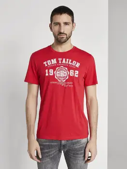 Vyriški marškinėliai Tom Tailor 662476 ryškios vasaros vest į kiekvieną dieną madingi su spausdinimo su užrašu gražus darbas sportiškas minkštos medvilnės patogiai spalva jaunimo klubas, lengvai atsitiktinis Fitneso V kaklo