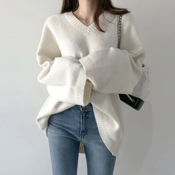 WAVSIYIER storas megztas mielas kietas elegantiškas megztinis 2020 korėjos moteris, negabaritinių džemperis moterims, laisvas megztinis derliaus rudenį, žiemą