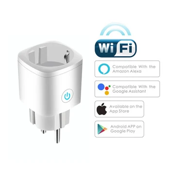 Wifi Smart Lizdas Maitinimo Jungiklis 16A ES Plug Tuya Smart Gyvenimo APP Nuotolinio Valdymo Lizdą Laikas Dirba su Alexa 