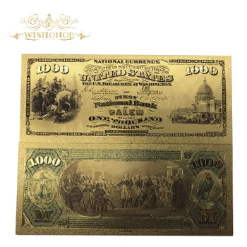 Wishonor 10vnt/Daug 1875 Metais Amerikoje Spalva Aukso Banknotų 1000 jav DOLERIŲ Dolerio Banknotų Padengti 24K Padirbtų Pinigų Replika Surinkimo