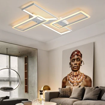 Šiuolaikinių LED Šviestuvai Šviestuvai Gyvenimo Kambario, Miegamasis, Virtuvė Namų Su Nuotolinio Valdymo Juoda Blizgesio Lubų Lempa