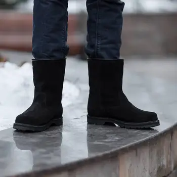 Žieminiai batai vyriški natūralios black suede su 